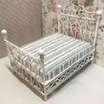 Vintage Looking Dollhouse Mattress, Grey and White Striped