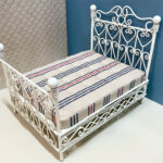 Vintage Looking Dollhouse Mattress, Blue Red and Beige Striped