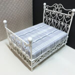 Vintage Looking Dollhouse Mattress, Blue and Grey Striped